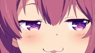 😏 2d168b15 anime, gadis, sombong, imut, rambut pink, mata ungu, wajah telegram sticker