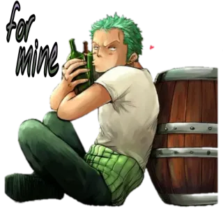 😒 727c483f Zoro One Piece for mine 动漫, 海贼王, 佐罗, 喝酒, 酒精, 绿头发 telegram sticker