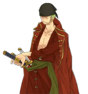 😏 e906e1e2 Roronoa Zoro One Piece 动漫, 剑士, 海盗, 绿发, 武士刀, 海贼王 telegram sticker