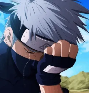 🔥 f4cc4d3a Kakashi Hatake Naruto anime, płacz, smutny, Kakashi, Naruto, postać, emocjonalny telegram sticker