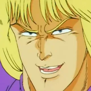 😄 020e0e58 Anime, Charakter, Gesichtsausdruck, arrogant, blond whatsapp sticker