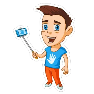 😀 919beaab Desenho animado, Selfie, Mão, Menino, Personagem, Adesivo whatsapp sticker