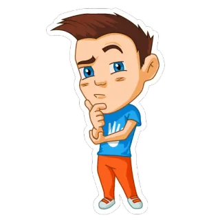 🤔 ae76236d menino, desenho animado, pensando, personagem, adesivo whatsapp sticker