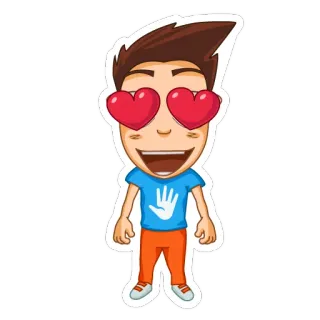 😍 dbca2f6a desenho animado, amor, corações, emoji, menino, personagem whatsapp sticker