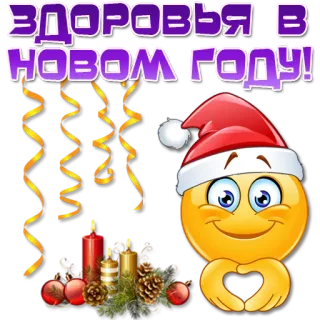 🎅 bfbb23d1 ЗДОРОВЬЯ В НОВОМ ГОДУ! Nieuwjaar, Emoji, Viering, Groet, Vakantie telegram sticker