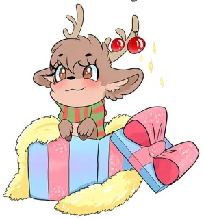 🎁 b4479782 олень, рождество, милый, подарок, праздник, мультфильм telegram sticker
