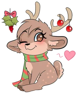 💌 eee18218 олень, рождество, милый, мультфильм, праздник, животное, олень telegram sticker