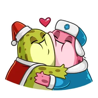 🤗 23d9afbd beijo, amor, natal, ano novo, inverno, desenho animado, abraço, celebração telegram sticker