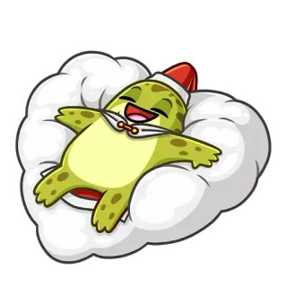 ❤️ 6aa89c5e tartaruga, desenho animado, fofo, nuvem, dormindo, chapéu vermelho, feliz telegram sticker