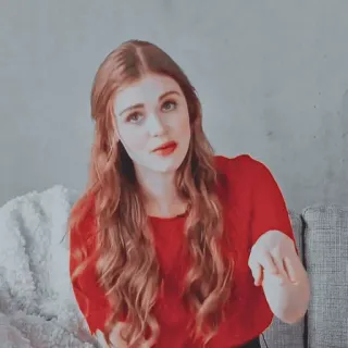 🎒 41ad75df Frau, Rothaarige, Porträt, rotes Hemd, Schönheit telegram sticker