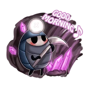 🌅 b4118f5e GOOD MORNING hollow knight, crystal peak, good morning, cute, game, pixel art, mining telegram sticker