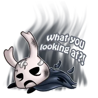 😒 e2f59b33 The Knight Hollow Knight what you looking at?! video game, hollow knight, the knight, character, cute, cartoon telegram sticker
