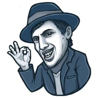 👌 01c20b5a 男, 帽子, スーツ, ジェスチャー, OK, 承認 telegram sticker