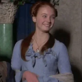 😐 3f1980da femme, sourire, portrait, intérieur, bleu telegram sticker