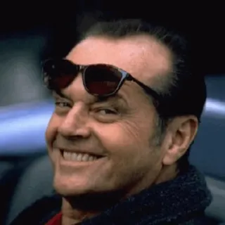 😎 d12b4ce2 Jack Nicholson actor, gafas de sol, sonrisa, celebridad telegram sticker