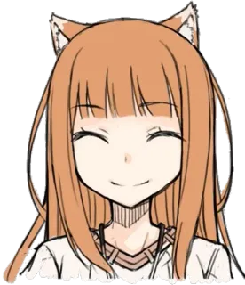 😊 26b0f197 Holo Spice and Wolf Anime, Wolf, Ohren, Mädchen, Lächeln, Cartoon telegram sticker