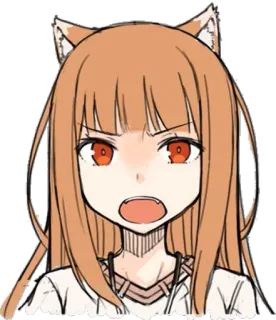 😠 5592e29f Holo Spice and Wolf Anime, Holo, Spice and Wolf, wütend, Fuchs Ohren, Wolf Ohren telegram sticker