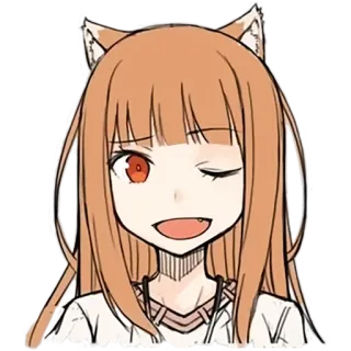 😃 3c95dbf7 Holo Spice and Wolf anime, cat ears, spice and wolf, holo, character, illustration telegram sticker