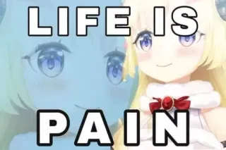😭 51d599cd LIFE IS PAIN Anime, Cartoon, Meme, Schmerz, Leben, Sticker telegram sticker