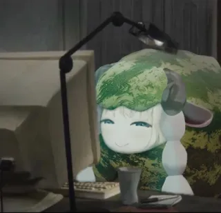 🤨 bf713d54 Schaf, Computer, Büro, Schreibtisch, Animation telegram sticker