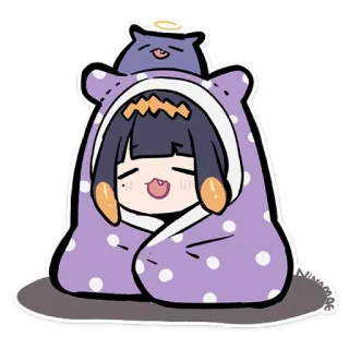 😴 745babe6 Anime, Carino, Coperta, Felpa con cappuccio, Chibi telegram sticker