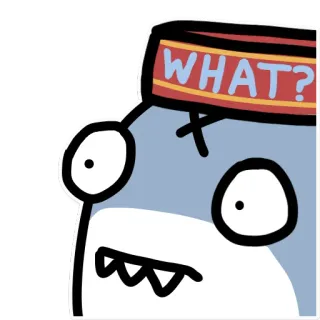 🦈 d3152e9b WHAT? cartone animato, squalo, confuso, domanda, espressione, pesce telegram sticker