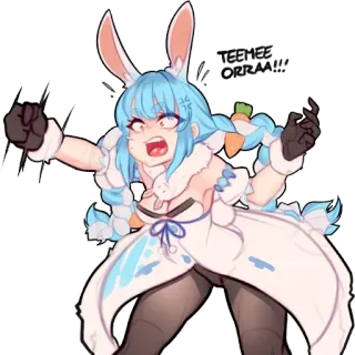 🤬 2792c99f TEEMEE ORRAA!!! Аниме, Мультфильм, Злой, Заяц, Кролик, Hololive telegram sticker