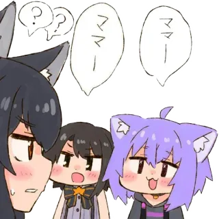 🤨 85d17d38 ママー！ Аниме, Кошачьи ушки, Милый, Каваий telegram sticker