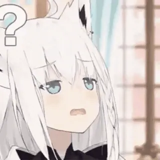 ❔ 06bdb468 anime, confused, question, cat, vtuber telegram sticker