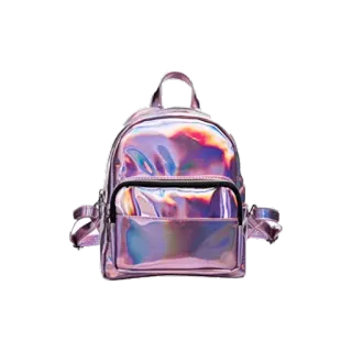 🎒 8724503a Rucksack, holografisch, glänzend, metallisch, Accessoire, Mode, lila telegram sticker