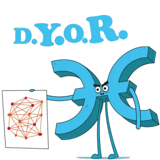 🙄 d0557384 D.Y.O.R. คำย่อ, การ์ตูน, เรขาคณิต, เครือข่าย, DYOR telegram sticker