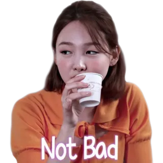 😕 35689d3e Not Bad pas mal, ok, boisson, femme, orange telegram sticker