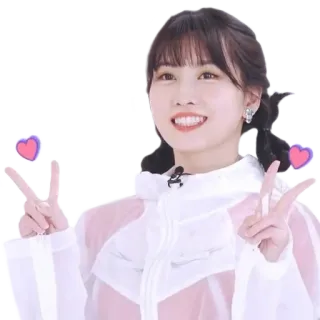 ✌️ 4cdd539e femme, sourire, coeur, pose, mignon, fille, paix telegram sticker