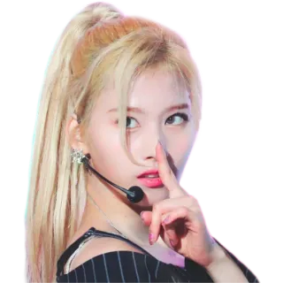 🤫 cd7b9cfe femme, chanteuse, doigt, chut, portrait, blonde, K-pop telegram sticker