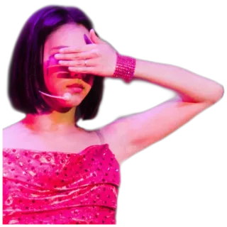 🙈 fc3a5f54 personne, femme, rose, mode, fille, pose, main, yeux cachés telegram sticker