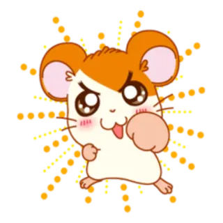 😠 0bb41fdd hámster, lindo, kawaii, dibujo animado, animal, pose de pelea, enojo telegram sticker