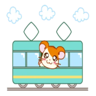 🚌 47bb8c88 hámster, tren, lindo, animal, kawaii, dibujos animados telegram sticker