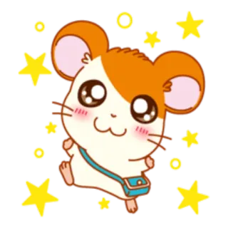 😇 57606155 hámster, lindo, animal, dibujos animados, estrellas, kawaii, mascota, adorable telegram sticker
