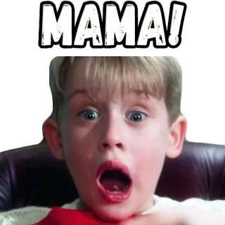 😱 6f555032 Kevin McCallister Home Alone MAMA! spaventato, bambino, film, mamma ho perso l'aereo, scioccato, mamma whatsapp sticker