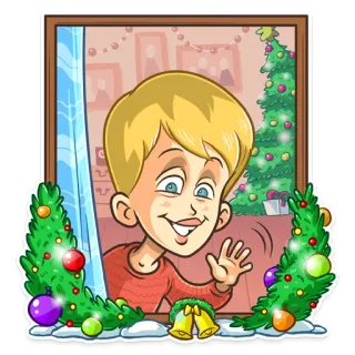 👋 6d0a5352 Kevin McCallister Home Alone Weihnachten, Feiertag, Fenster, Cartoon, Kind, Film telegram sticker