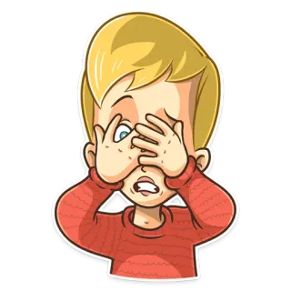 🙈 6f0e413c Junge, Kind, verängstigt, Angst, nervös, verärgert, Cartoon telegram sticker