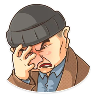🤦 a7a0e908 traurig, verärgert, frustriert, enttäuscht, emotion, mann, mütze telegram sticker