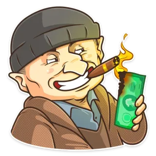 🚬 d8c42ed8 reich, Geld, Zigarre, Reichtum, Geld verbrennen, Gier telegram sticker
