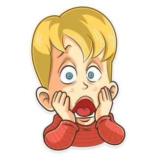 😱 f5042286 Cartoon, Junge, geschockt, verängstigt, Hände im Gesicht, Cartoonfigur, Panik, Überraschung telegram sticker