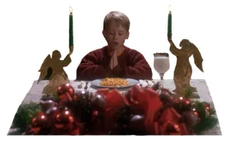🙏 20500fae Kevin McCallister Home Alone Navidad, oración, cena, Mi pobre angelito, fiesta, decoración de mesa telegram sticker