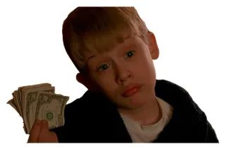 💵 39ef2d79 Kevin McCallister Home Alone película, niño, dinero, divertido, comedia telegram sticker