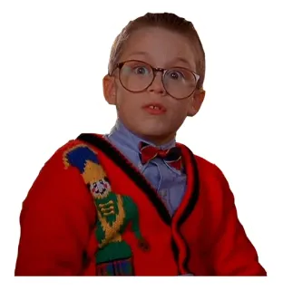 🤓 685e3a9d Fuller McCallister Home Alone película, navidad, gafas, cárdigan, mi pobre angelito, niño telegram sticker