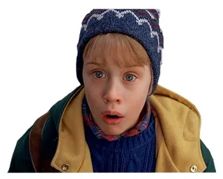 😲 c2304d32 Kevin McCallister Home Alone macaulay culkin, mi pobre angelito, película navideña, impactado, nostalgia telegram sticker