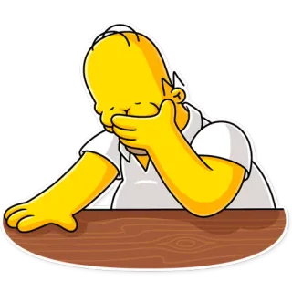 🤦‍♂️ 456f0d36 Homer Simpson The Simpsons 호머 심슨, 만화, 슬픈, 노란색, 앉아있는, 테이블 telegram sticker