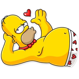😘 949f0e6d Homer Simpson The Simpsons 호머 심슨, 만화, 속옷, 빨간 하트, 심슨 가족 telegram sticker